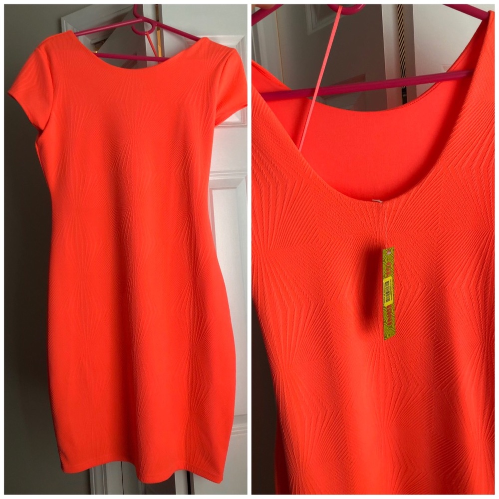 BCBG MAXX neon coral dress BNWT size L
